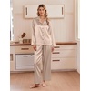 Ekouaer Women’s Satin Silk Pajamas Long Sleeve Button Up Pjs Lounge Sets | Soft 2-Piece Set, Adjustable Drawstring Waistband, Side Pockets, Ideal for Sleep, Lounging, Party(Champagne)