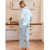 Ekouaer Women’s Satin Silk Pajamas Long Sleeve Button Up Pjs Lounge Sets | Soft 2-Piece Set, Adjustable Drawstring Waistband, Side Pockets, Ideal for Sleep, Lounging, Party(Blue Leopard)