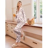 Ekouaer Women’s Satin Silk Pajamas Long Sleeve Button Up Pjs Lounge Sets | Soft 2-Piece Set, Adjustable Drawstring Waistband, Side Pockets, Ideal for Sleep, Lounging, Party(Pink Plaid Bow)