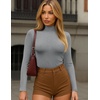 Ekouaer Womens Turtleneck Shirts Long Sleeve Lightweight Fitted Thermal | Mock Neck, Soft Base Layer Tops, Underwear Stretchy Fit, Buttery Soft Undershirts, Fashion Winter Clothes(Light Grey)