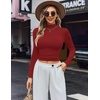 Ekouaer Womens Turtleneck Shirts Long Sleeve Lightweight Fitted Thermal | Mock Neck, Soft Base Layer Tops, Underwear Stretchy Fit, Buttery Soft Undershirts, Fashion Winter Clothes(Red)