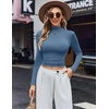 Ekouaer Womens Turtleneck Shirts Long Sleeve Lightweight Fitted Thermal | Mock Neck, Soft Base Layer Tops, Underwear Stretchy Fit, Buttery Soft Undershirts, Fashion Winter Clothes(Haze Blue)