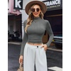 Ekouaer Womens Turtleneck Shirts Long Sleeve Lightweight Fitted Thermal | Mock Neck, Soft Base Layer Tops, Underwear Stretchy Fit, Buttery Soft Undershirts, Fashion Winter Clothes(Grey)