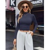 Ekouaer Womens Turtleneck Shirts Long Sleeve Lightweight Fitted Thermal | Mock Neck, Soft Base Layer Tops, Underwear Stretchy Fit, Buttery Soft Undershirts, Fashion Winter Clothes(Navy Blue)
