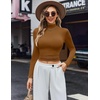 Ekouaer Womens Turtleneck Shirts Long Sleeve Lightweight Fitted Thermal | Mock Neck, Soft Base Layer Tops, Underwear Stretchy Fit, Buttery Soft Undershirts, Fashion Winter Clothes(Light Brown)