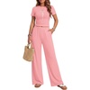 Ekouaer Lounge Sets for Women 2 Piece Summer Matching Set with Pockets | Vacation Airport Travel Outfits,Soft Stretch Loungewear,Slim Short Sleeve Graphic Top and Pants,Comfy Casual Clothes(Pink Symbol)
