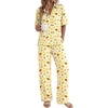 Ekouaer Pajamas for Women Set Button Up Short Sleeve Pjs with Long Pants | Summer Sleepwear, Deep Pockets, Soft Fabric, 2 Piece Lounge Set, Relaxed Fit, Various Occasions(Pale Yellow Fruit)