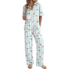 Ekouaer Pajamas for Women Set Button Up Short Sleeve Pjs with Long Pants | Summer Sleepwear, Deep Pockets, Soft Fabric, 2 Piece Lounge Set, Relaxed Fit, Various Occasions(Striped Bow)