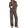 Ekouaer Pajamas for Women Set Button Up Short Sleeve Pjs with Long Pants | Summer Sleepwear, Deep Pockets, Soft Fabric, 2 Piece Lounge Set, Relaxed Fit, Various Occasions(Brown Leopard)