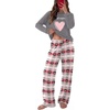 Ekouaer Womens Pajamas Long Sleeve Pjs Soft Loungewear 2 Piece Lounge Sets | Loose Pants with Pockets,Comfy Fall Winter Sleepwear(Heart Gray)