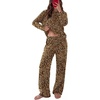 Ekouaer Womens Pajamas Long Sleeve Pjs Soft Loungewear 2 Piece Lounge Sets | Loose Pants with Pockets,Comfy Fall Winter Sleepwear(Leopard)