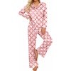 Ekouaer Women’s Satin Silk Pajamas Long Sleeve Button Up Pjs Lounge Sets | Soft 2-Piece Set, Adjustable Drawstring Waistband, Side Pockets, Ideal for Sleep, Lounging, Party(Red Plaid Strawberry)