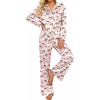 Ekouaer Women’s Satin Silk Pajamas Long Sleeve Button Up Pjs Lounge Sets | Soft 2-Piece Set, Adjustable Drawstring Waistband, Side Pockets, Ideal for Sleep, Lounging, Party(Pink Plaid Bow)