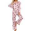 Ekouaer Women’s Satin Silk Pajamas Long Sleeve Button Up Pjs Lounge Sets | Soft 2-Piece Set, Adjustable Drawstring Waistband, Side Pockets, Ideal for Sleep, Lounging, Party(Pink Winebowl)