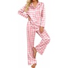 Ekouaer Women’s Satin Silk Pajamas Long Sleeve Button Up Pjs Lounge Sets | Soft 2-Piece Set, Adjustable Drawstring Waistband, Side Pockets, Ideal for Sleep, Lounging, Party(Colorful Bow)