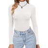 Ekouaer Womens Turtleneck Shirts Long Sleeve Lightweight Fitted Thermal | Mock Neck, Soft Base Layer Tops, Underwear Stretchy Fit, Buttery Soft Undershirts, Fashion Winter Clothes(White)