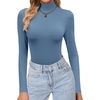 Ekouaer Womens Turtleneck Shirts Long Sleeve Lightweight Fitted Thermal | Mock Neck, Soft Base Layer Tops, Underwear Stretchy Fit, Buttery Soft Undershirts, Fashion Winter Clothes(Haze Blue)