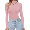 Ekouaer Womens Turtleneck Shirts Long Sleeve Lightweight Fitted Thermal | Mock Neck, Soft Base Layer Tops, Underwear Stretchy Fit, Buttery Soft Undershirts, Fashion Winter Clothes(Dirty Pink)