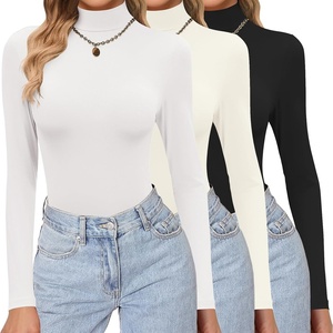 Ekouaer Womens 3 Pack Turtleneck Shirts Long Sleeve Mock Undershirts | Mock Neck, Soft Base Layer Thermal Tops, Underwear Stretchy Fit, Buttery Soft, Fashion Winter Clothes(Black/White/Beige)