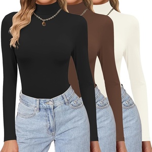 Ekouaer Womens 3 Pack Turtleneck Shirts Long Sleeve Mock Undershirts | Mock Neck, Soft Base Layer Thermal Tops, Underwear Stretchy Fit, Buttery Soft, Fashion Winter Clothes(Black/Beige/Brown)