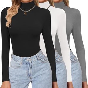 Ekouaer Womens 3 Pack Turtleneck Shirts Long Sleeve Mock Undershirts | Mock Neck, Soft Base Layer Thermal Tops, Underwear Stretchy Fit, Buttery Soft, Fashion Winter Clothes(Black/White/Dark Grey)