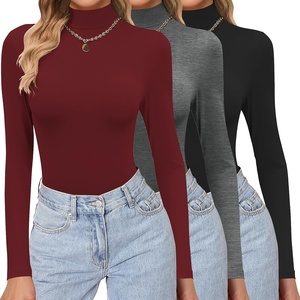 Ekouaer Womens 3 Pack Turtleneck Shirts Long Sleeve Mock Undershirts | Mock Neck, Soft Base Layer Thermal Tops, Underwear Stretchy Fit, Buttery Soft, Fashion Winter Clothes(Black/Grey/Wine)