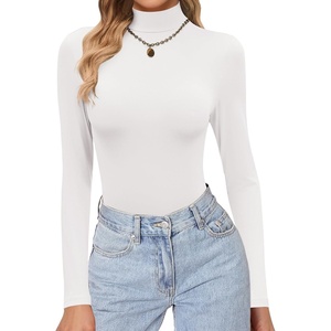 Ekouaer Womens Turtleneck Shirts Long Sleeve Lightweight Fitted Thermal | Mock Neck, Soft Base Layer Tops, Underwear Stretchy Fit, Buttery Soft Undershirts, Fashion Winter Clothes(White)