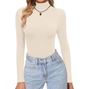 Ekouaer Womens Turtleneck Shirts Long Sleeve Lightweight Fitted Thermal | Mock Neck, Soft Base Layer Tops, Underwear Stretchy Fit, Buttery Soft Undershirts, Fashion Winter Clothes(Off-white)