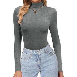 Ekouaer Womens Turtleneck Shirts Long Sleeve Lightweight Fitted Thermal | Mock Neck, Soft Base Layer Tops, Underwear Stretchy Fit, Buttery Soft Undershirts, Fashion Winter Clothes(Grey)