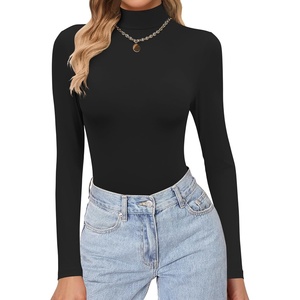 Ekouaer Womens Turtleneck Shirts Long Sleeve Lightweight Fitted Thermal | Mock Neck, Soft Base Layer Tops, Underwear Stretchy Fit, Buttery Soft Undershirts, Fashion Winter Clothes(Black)