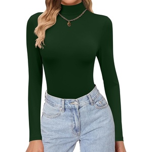 Ekouaer Womens Turtleneck Shirts Long Sleeve Lightweight Fitted Thermal | Mock Neck, Soft Base Layer Tops, Underwear Stretchy Fit, Buttery Soft Undershirts, Fashion Winter Clothes(Emerald Green)