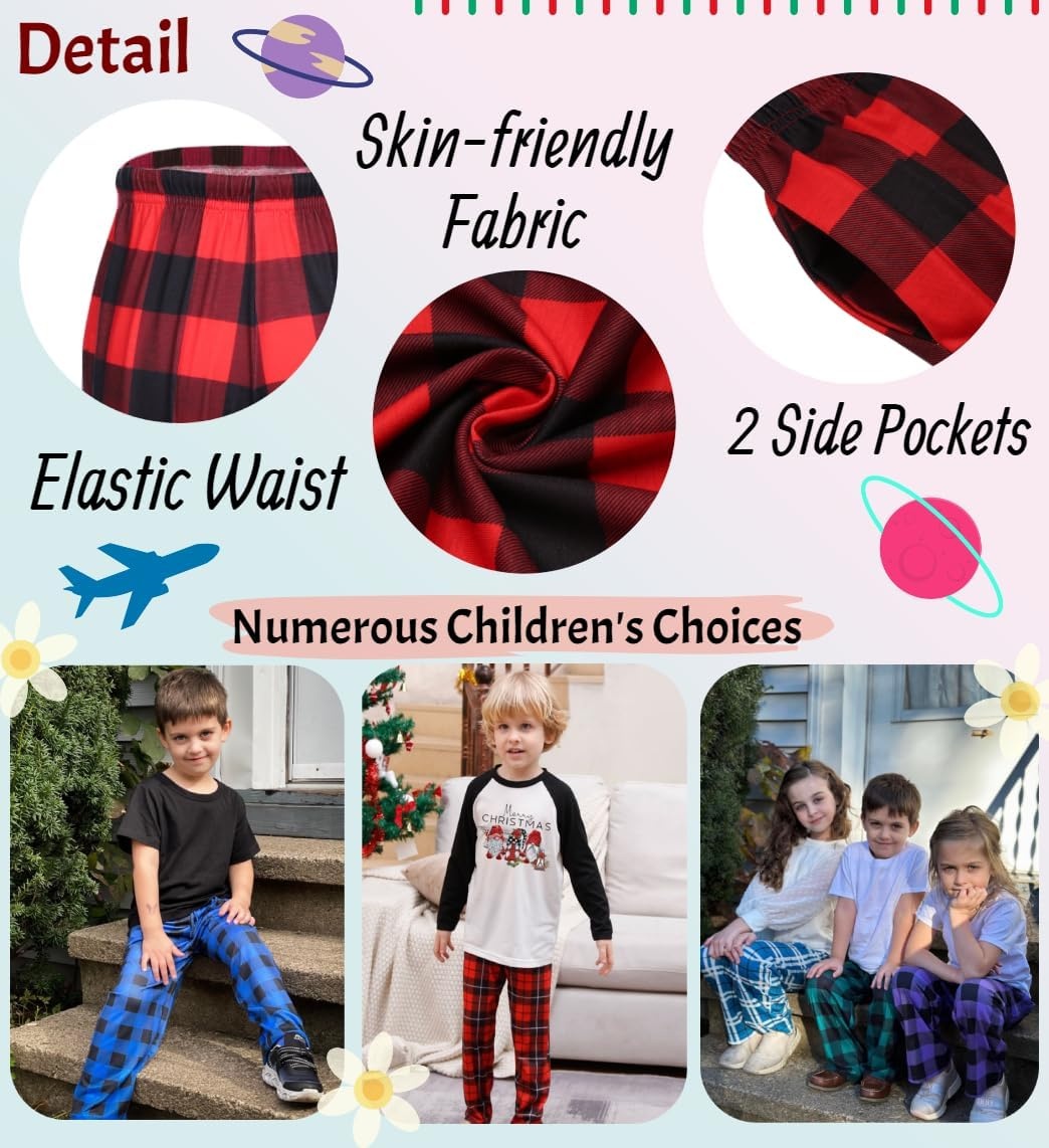 image:imageEkouaer Boys Pajama Pants Plaid Bottoms Comfy Elastic Waist Pjs Bottoms Safe and skinfriendly fabric elastic waistband and trendy pattern boys lounge pants ideal for Gifts and Daily WearYarn Dyed Lattice8