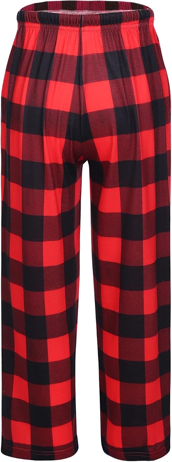 image:imageEkouaer Boys Pajama Pants Plaid Bottoms Comfy Elastic Waist Pjs Bottoms Safe and skinfriendly fabric elastic waistband and trendy pattern boys lounge pants ideal for Gifts and Daily WearAayarn Dyed Lattice4black