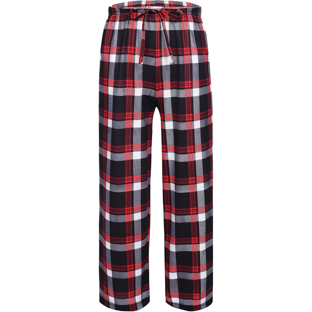 image:imageEkouaer Boys Pajama Pants Plaid Bottoms Comfy Elastic Waist Pjs Bottoms Safe and skinfriendly fabric elastic waistband and trendy pattern boys lounge pants ideal for Gifts and Daily WearAyarn Dyed Lattice2