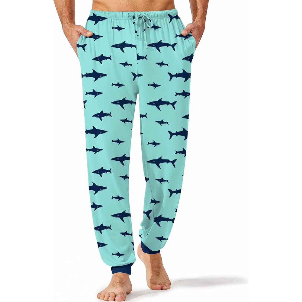 image:imageEkouaer Mens Pajama Pants Jogger Comfy Loungewear with Pockets Drawstring  Lightweight sleep pants pockets soft after washes drawstring adjusts ankle cuffs great gift Roomy without being sloppyCoastal Shark