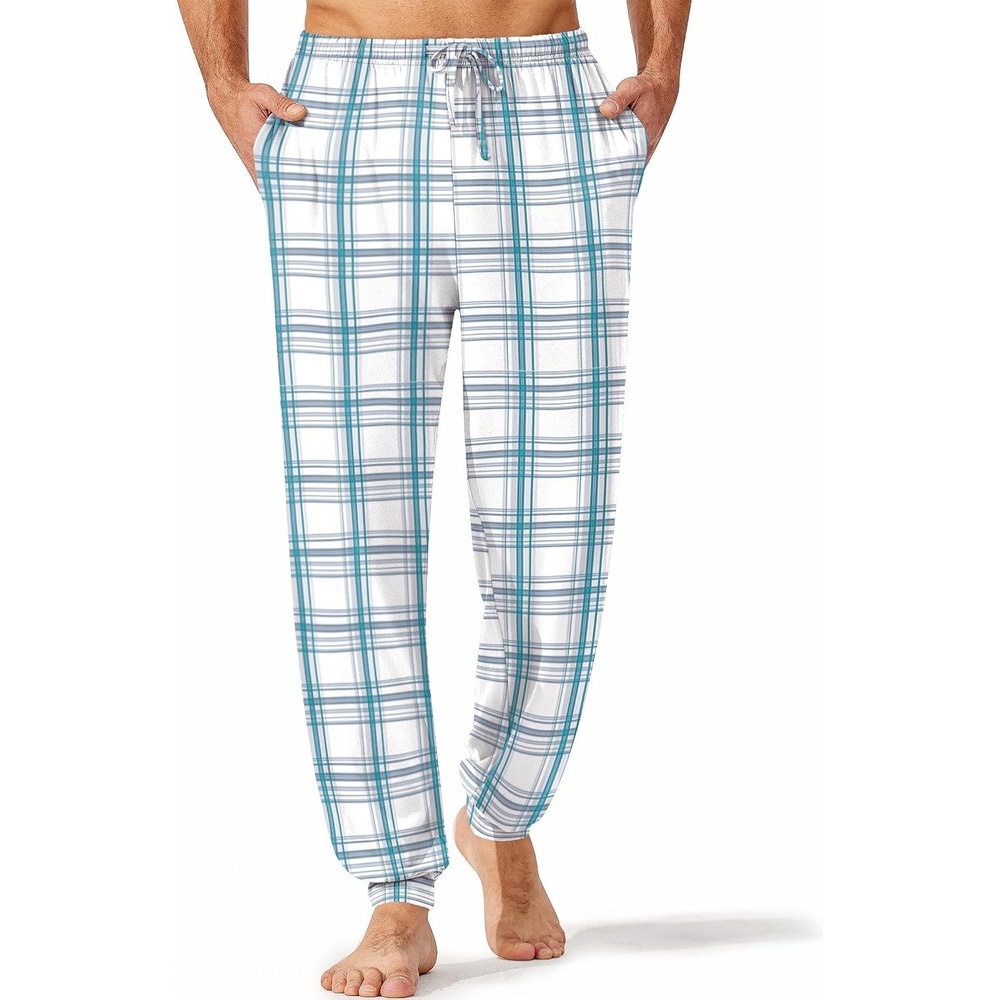 image:imageEkouaer Mens Pajama Pants Jogger Comfy Loungewear with Pockets Drawstring  Lightweight sleep pants pockets soft after washes drawstring adjusts ankle cuffs great gift Roomy without being sloppyMist Plaid
