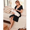 Ekouaer Labor Delivery Gown Nursing Braeastfeeding Dress Maternity Clothes(A-black)