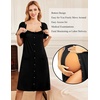 Ekouaer Labor Delivery Gown Nursing Braeastfeeding Dress Maternity Clothes(A-black)
