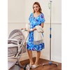 Ekouaer Labor Delivery Gown Nursing Braeastfeeding Dress Maternity Clothes(Blue&green Flower)