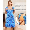 Ekouaer Labor Delivery Gown Nursing Braeastfeeding Dress Maternity Clothes(Blue&green Flower)