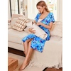 Ekouaer Labor Delivery Gown Nursing Braeastfeeding Dress Maternity Clothes(Blue&green Flower)