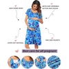 Ekouaer Labor Delivery Gown Nursing Braeastfeeding Dress Maternity Clothes(Blue&green Flower)