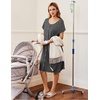 Ekouaer Labor Delivery Gown Nursing Braeastfeeding Dress Maternity Clothes(Dark Gray)