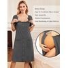 Ekouaer Labor Delivery Gown Nursing Braeastfeeding Dress Maternity Clothes(Dark Gray)
