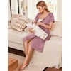 Ekouaer Labor Delivery Gown Nursing Braeastfeeding Dress Maternity Clothes(Gray Purple)