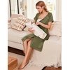 Ekouaer Labor Delivery Gown Nursing Braeastfeeding Dress Maternity Clothes(Green)