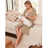 Ekouaer Labor Delivery Gown Nursing Braeastfeeding Dress Maternity Clothes(Khaki)