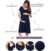 Ekouaer Labor Delivery Gown Nursing Braeastfeeding Dress Maternity Clothes(Navy Blue)