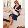 Ekouaer Labor Delivery Gown Nursing Braeastfeeding Dress Maternity Clothes(Navy Blue)