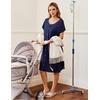 Ekouaer Labor Delivery Gown Nursing Braeastfeeding Dress Maternity Clothes(Navy Blue)